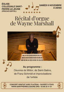 Récital d'orgue de Wayne Marshall - Samedi 9 novembre 2024 à 20h